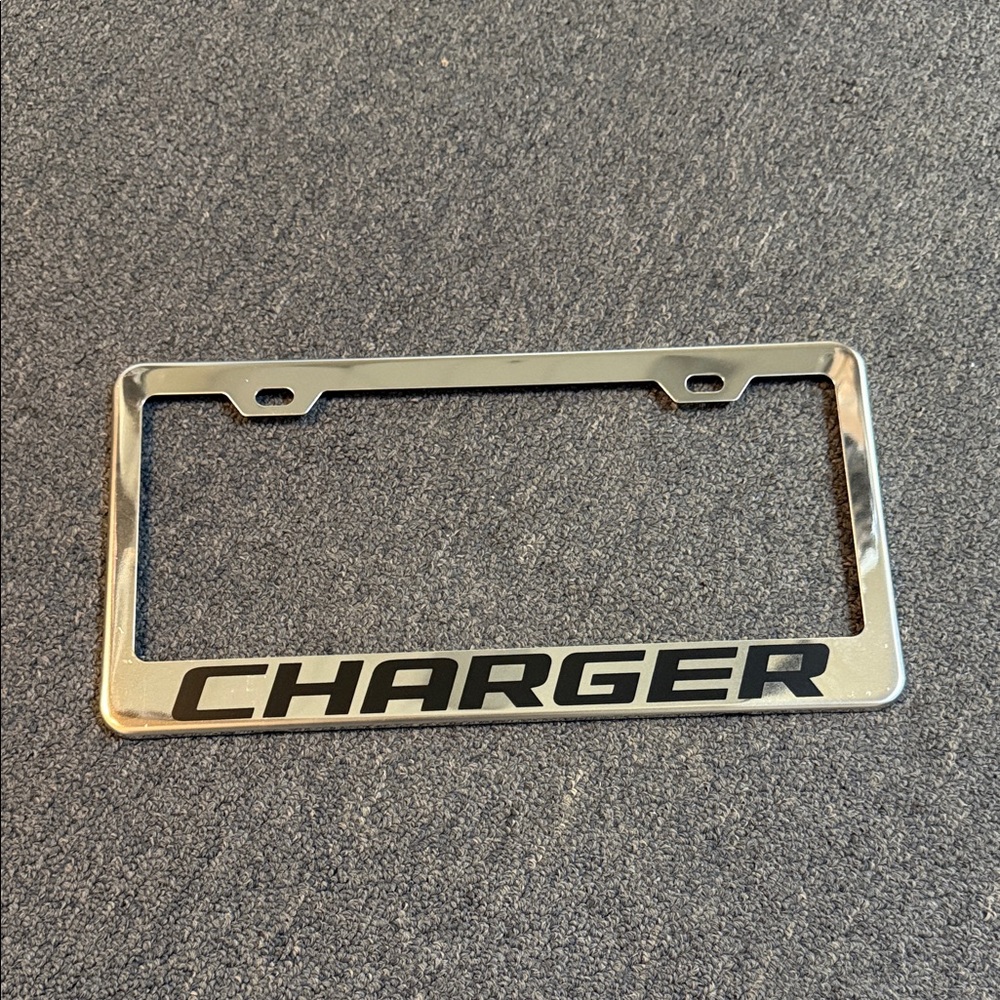 Dodge Charger Silver Metal License Plate Frame